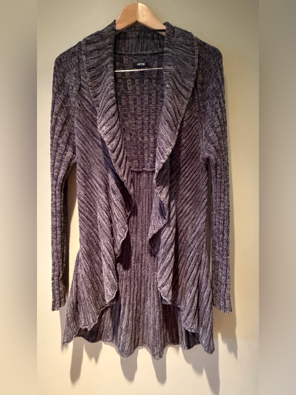 Apt. 9 Heathered Charcoal Open Drape Cardigan Large